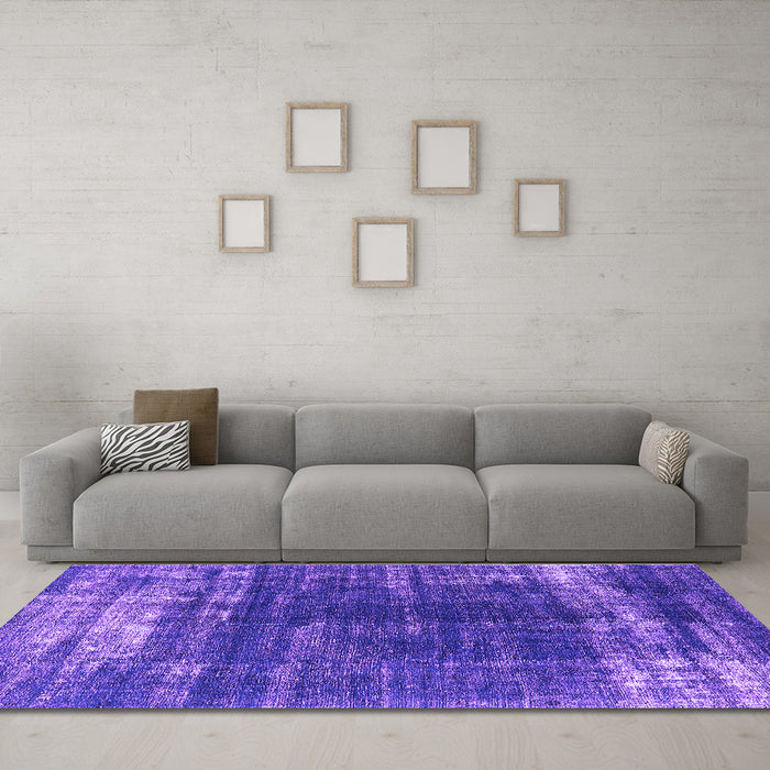 Machine Washable Oriental Purple Industrial Area Rugs in a Living Room, wshurb1095pur