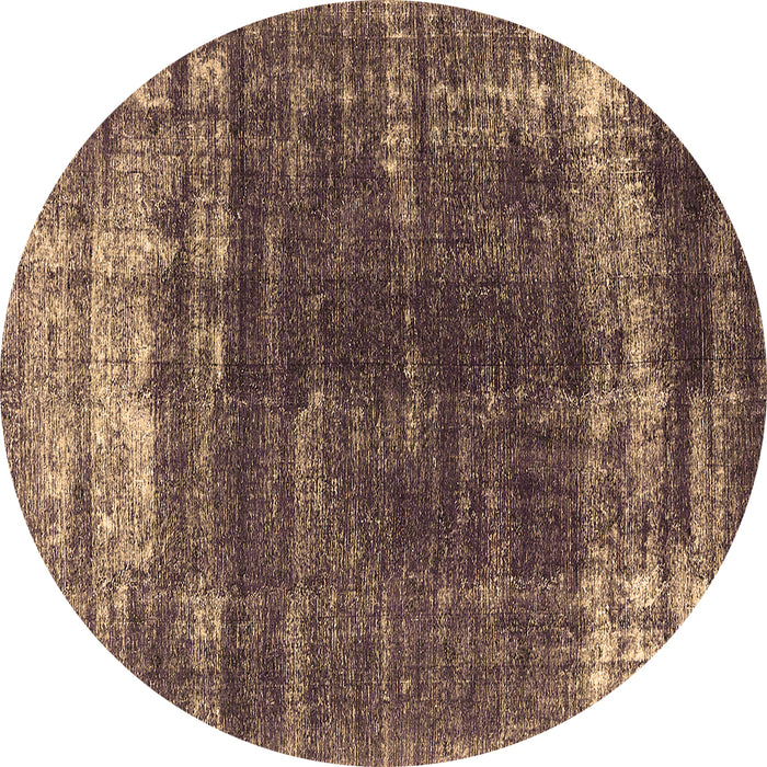 Round Machine Washable Oriental Brown Industrial Rug, wshurb1095brn
