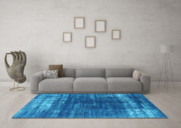 Machine Washable Oriental Light Blue Industrial Rug in a Living Room, wshurb1095lblu