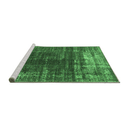 Sideview of Machine Washable Oriental Emerald Green Industrial Area Rugs, wshurb1095emgrn