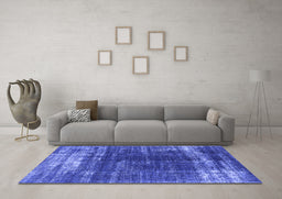Machine Washable Oriental Blue Industrial Rug in a Living Room, wshurb1095blu