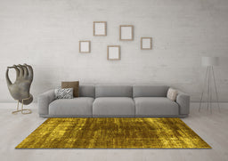 Machine Washable Oriental Yellow Industrial Rug in a Living Room, wshurb1095yw