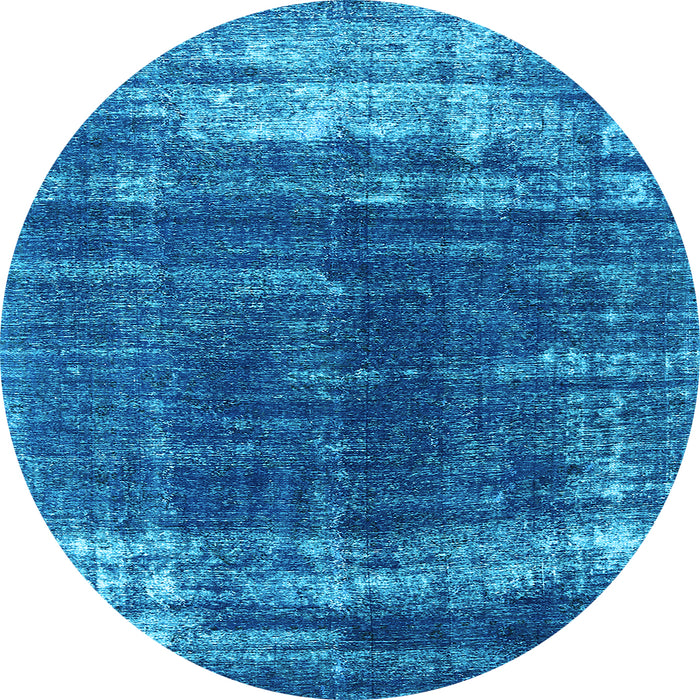 Round Machine Washable Oriental Light Blue Industrial Rug, wshurb1095lblu