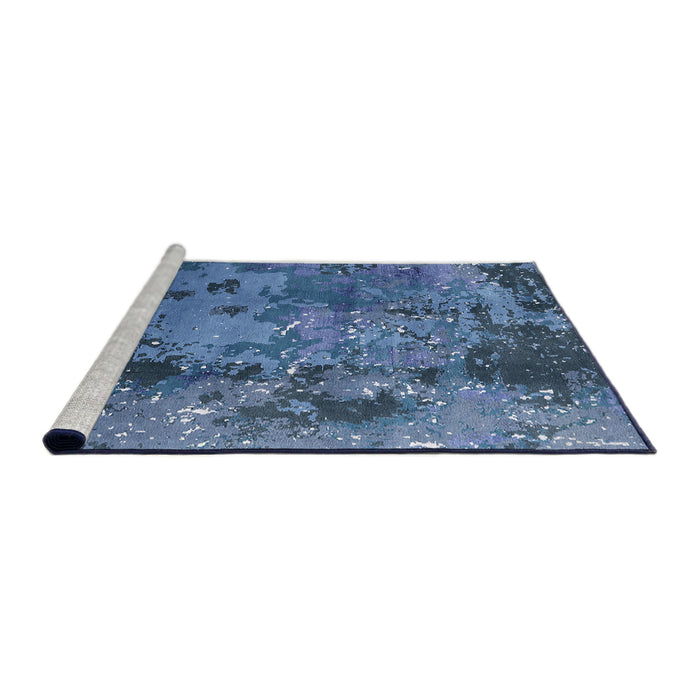 Sideview of Machine Washable Industrial Modern Blue Rug, wshurb1096