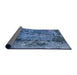 Sideview of Mid-Century Modern Blue Oriental Rug, urb1096