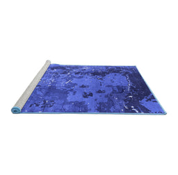 Sideview of Machine Washable Oriental Blue Industrial Rug, wshurb1096blu