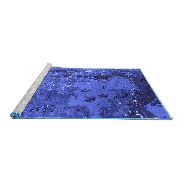 Sideview of Machine Washable Oriental Blue Industrial Rug, wshurb1096blu