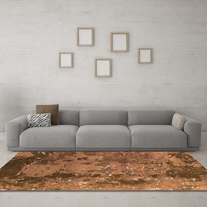 Machine Washable Oriental Orange Industrial Area Rugs in a Living Room, wshurb1096org