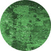 Round Oriental Emerald Green Industrial Rug, urb1096emgrn