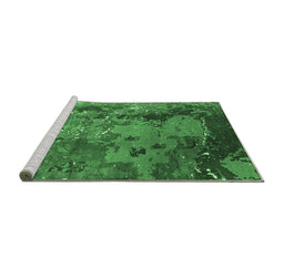 Sideview of Machine Washable Oriental Emerald Green Industrial Area Rugs, wshurb1096emgrn