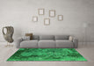 Machine Washable Oriental Green Industrial Area Rugs in a Living Room,, wshurb1096grn