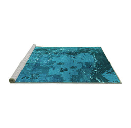 Sideview of Machine Washable Oriental Turquoise Industrial Area Rugs, wshurb1096turq