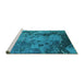 Sideview of Machine Washable Oriental Turquoise Industrial Area Rugs, wshurb1096turq