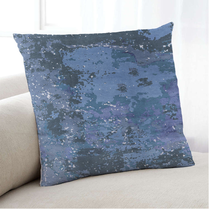 Lifestyle Image of Mid-Century Modern Urban Square Blue Throw Pillow, 18 inch by 18 inch, pwurb1096