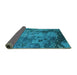 Sideview of Oriental Turquoise Industrial Rug, urb1096turq