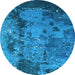 Round Oriental Light Blue Industrial Rug, urb1096lblu