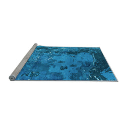 Sideview of Machine Washable Oriental Light Blue Industrial Rug, wshurb1096lblu