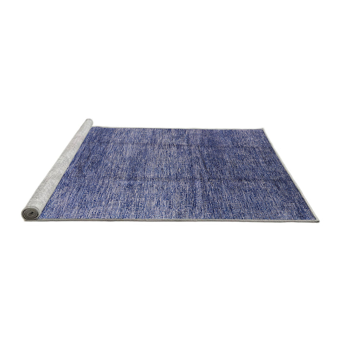 Sideview of Machine Washable Industrial Modern Sapphire Blue Rug, wshurb1097