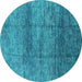 Round Oriental Turquoise Industrial Rug, urb1097turq