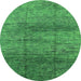 Round Oriental Green Industrial Rug, urb1097grn