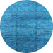 Round Oriental Light Blue Industrial Rug, urb1097lblu