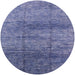 Round Machine Washable Industrial Modern Sapphire Blue Rug, wshurb1097