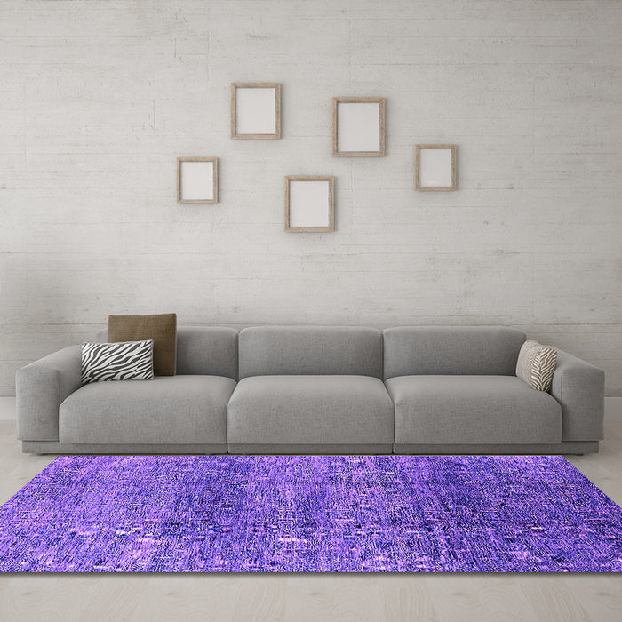 Machine Washable Oriental Purple Industrial Area Rugs in a Living Room, wshurb1097pur