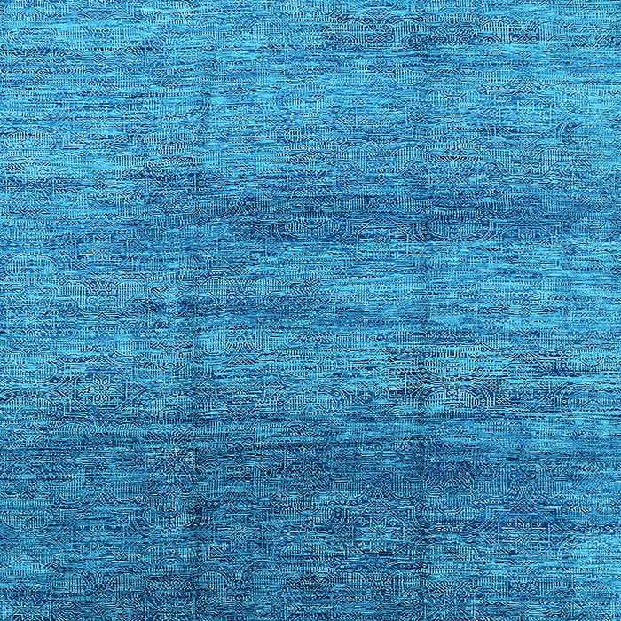 Square Machine Washable Oriental Light Blue Industrial Rug, wshurb1097lblu