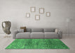 Machine Washable Oriental Green Industrial Area Rugs in a Living Room,, wshurb1097grn