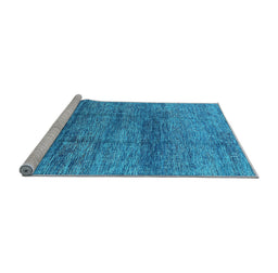 Sideview of Machine Washable Oriental Light Blue Industrial Rug, wshurb1097lblu