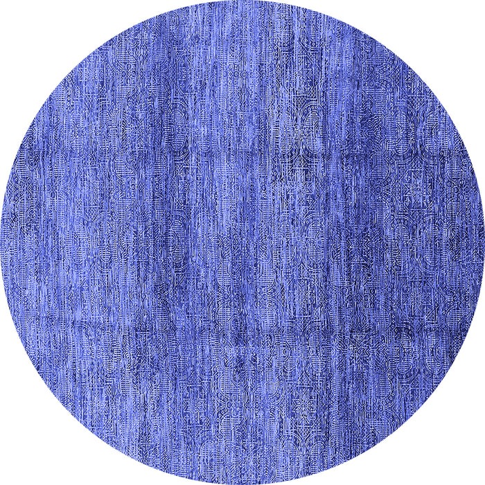 Round Oriental Blue Industrial Rug, urb1097blu