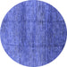 Round Oriental Blue Industrial Rug, urb1097blu