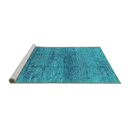 Sideview of Machine Washable Oriental Turquoise Industrial Area Rugs, wshurb1097turq