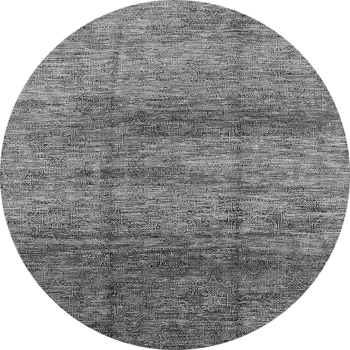 Round Machine Washable Oriental Gray Industrial Rug, wshurb1097gry