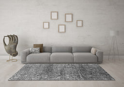 Machine Washable Oriental Gray Industrial Rug in a Living Room,, wshurb1097gry