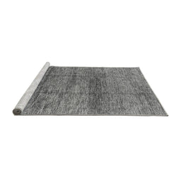 Sideview of Machine Washable Oriental Gray Industrial Rug, wshurb1097gry