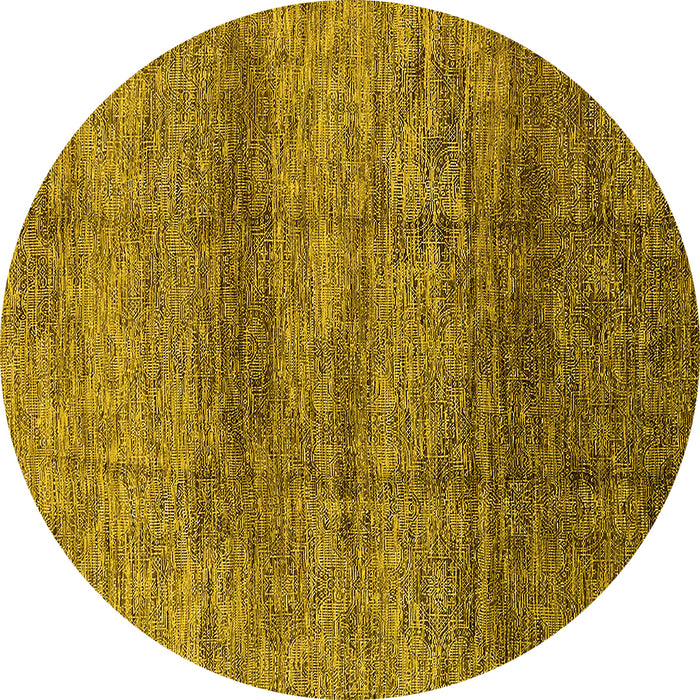 Round Oriental Yellow Industrial Rug, urb1097yw