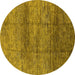 Round Oriental Yellow Industrial Rug, urb1097yw