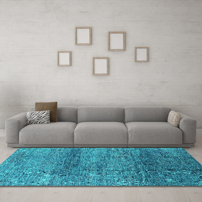 Machine Washable Oriental Turquoise Industrial Area Rugs in a Living Room,, wshurb1097turq