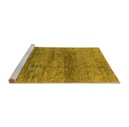 Sideview of Machine Washable Oriental Yellow Industrial Rug, wshurb1097yw