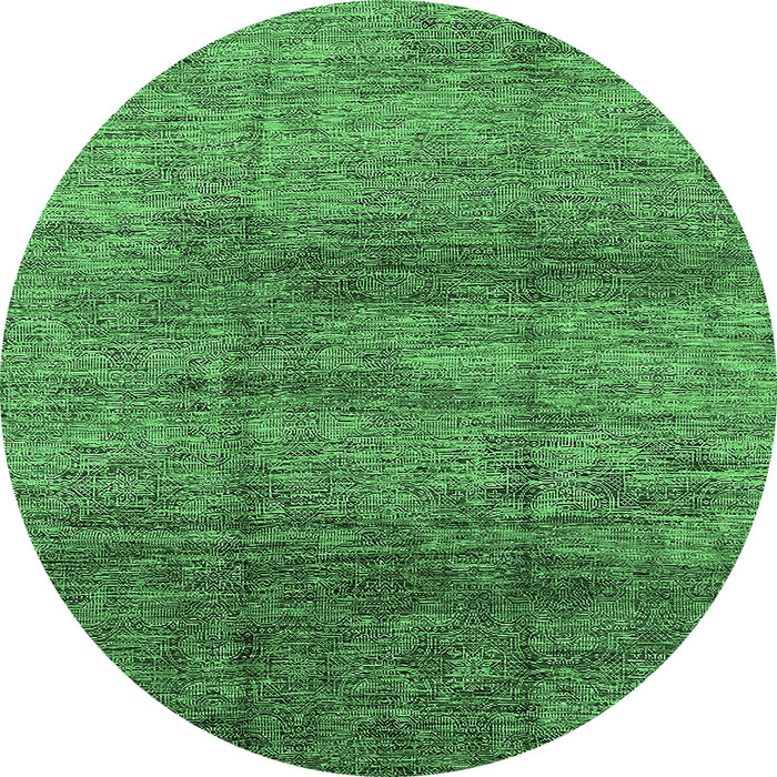 Round Oriental Emerald Green Industrial Rug, urb1097emgrn