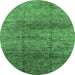 Round Oriental Emerald Green Industrial Rug, urb1097emgrn