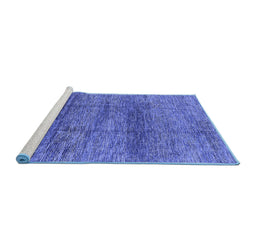 Sideview of Machine Washable Oriental Blue Industrial Rug, wshurb1097blu
