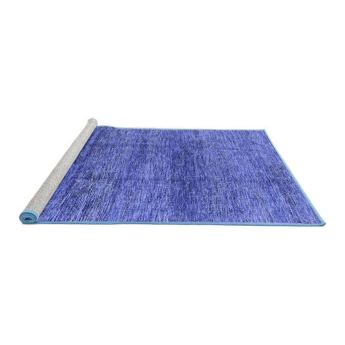 Sideview of Machine Washable Oriental Blue Industrial Rug, wshurb1097blu