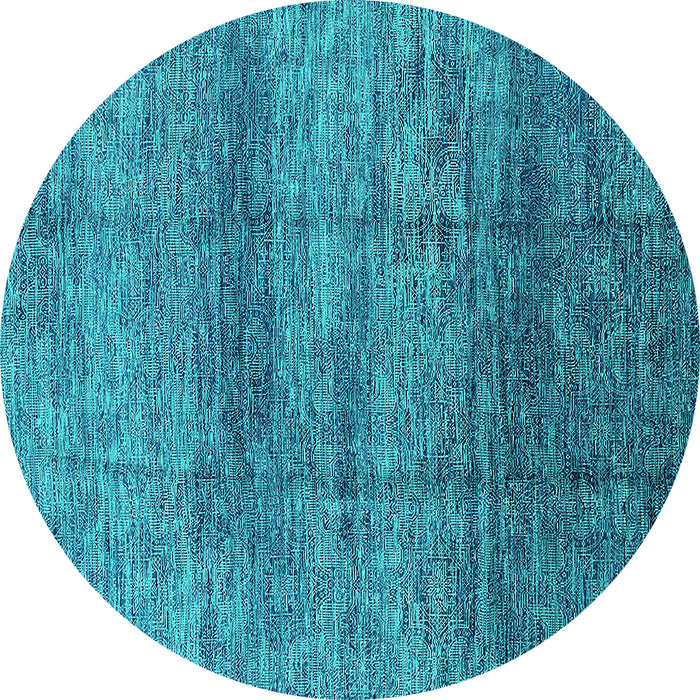 Round Machine Washable Oriental Turquoise Industrial Area Rugs, wshurb1097turq
