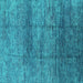 Square Oriental Turquoise Industrial Rug, urb1097turq