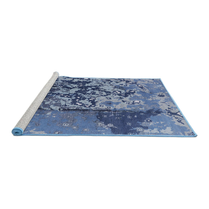 Sideview of Machine Washable Industrial Modern Sapphire Blue Rug, wshurb1098