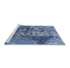 Sideview of Machine Washable Industrial Modern Sapphire Blue Rug, wshurb1098