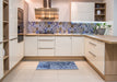 Mid-Century Modern Sapphire Blue Oriental Rug in a Kitchen, urb1098