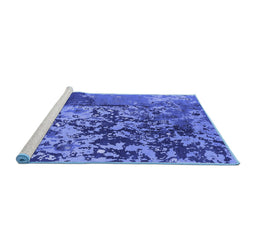 Sideview of Machine Washable Oriental Blue Industrial Rug, wshurb1098blu